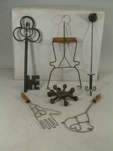 Antiq Set 6 Küchenutensilien Gadgets Dekor, Kerzenschnüffler, Schlüssel, Einmachglas WOW - Bild 1 von 21