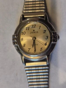 Vintage Jemis Womans Wrist Watch Round Face Stainless Steel Quartz - Picture 1 of 6