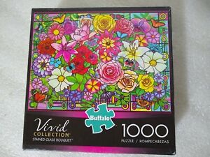 Buffalo Vivid Collection Stained Glass Bouquet 1000 Piece Jigsaw Puzzle