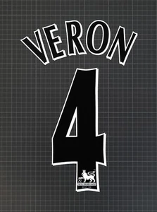 VERON #4 1997-2007 Player Size Premier League Black Nameset Lextra - Picture 1 of 1