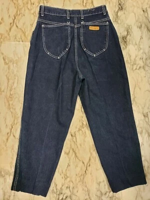 Vtg Gitano 12 Dark Wash High Rise Wide Hips Straight Leg Hem Jeans White Stitch - Image 1 of 4