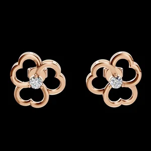0.17 Ct Lab Grown Round Diamond Solitaire Stud Earrings Jewelry 14K Rose Gold - Picture 1 of 6