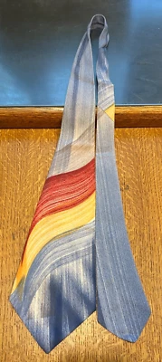 Corbata azul con remolinos rojos y amarillos de los años 40 estilo atómico rockabilly/ancho 4,7" Foto 1 de 4