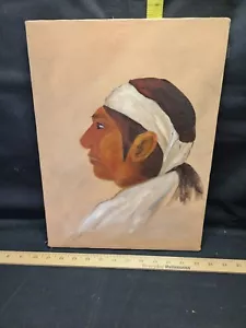 Vintage Öl auf Leinwand Indianer Portrait Südwesten Dekor unsigniert - Bild 1 von 2