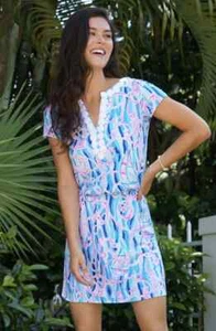 Lilly Pulitzer XL Reble Skort Dress Romper Skim Blue Reel Nauti Anchor XLarge - Picture 1 of 23