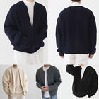 Knit Men Solid Fashion Coat Cardigan Jacket Pockets Sweater Zipper Jumper Tops V