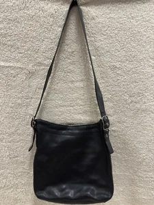 Vintage Coach schwarze Legacy Seesack Leder Umhängetasche verstellbarer Riemen Logo gefüttert - Bild 1 von 21