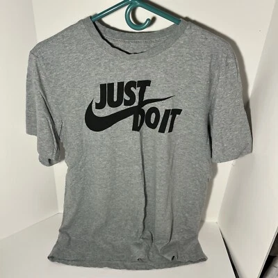 Nike T Shirt Teen Small Loose Fit Grey Heather Just Do It Swoosh Featherweight - Image 1 of 4