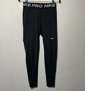 Nike Pro Leggings Women's Pants Swoosh Logo Training Yoga Cross Fit Black size M