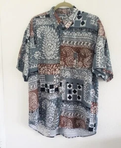 Passage Shirtmakers Multicolor Island Style Button Up Short Sleeve Shirt Size L - Picture 1 of 6