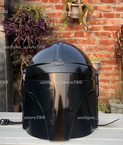 HALLOWEEN MANDALORIAN STEEL HELMET STAR WARS BLACK ANTIQUE ROLE PLAYS BOBA FETT - Picture 1 of 6
