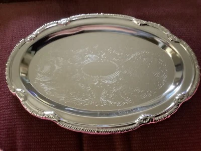 Beautifully Etched Sterlingcraft No tarnish Serving Tray-9 3/8 x 6 3/8 - Image 1 of 3