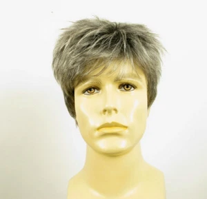 Short Wig For Men Natural Hair Gray White Poly Mesh Ref FLORENT 44 - Picture 1 of 8