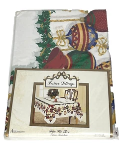 Vintage Avon Home Fashions Christmas Fabric Tablecloth Oblong 52" x 70" NOS NEW - Picture 1 of 7
