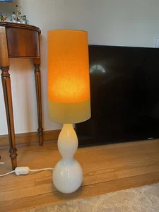IKEA Anne Nilsson 29" Ljusas Salbo White Curvy Blown Glass Table Lamp w/ SHADE - Picture 1 of 21