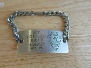 MT LOU SAN BIBLE CAMP HARRISBURG PA ID BRACELT VINTAGE - Imagen 1 de 2