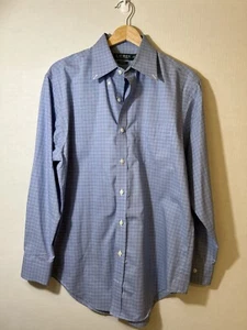 Lauren Ralph Lauren Men's Blue Checkered Button Up Shirt Size 15.5 Long Sleeve - Picture 1 of 13