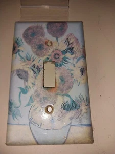 single light switch cover van Gogh sunflowers pattern plastic USED - Picture 1 of 2