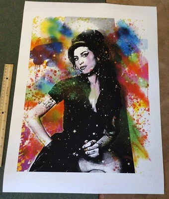 Artista británico Chris Boyle edición limitada firmado fuera de existencia giclee impresión artística Amy Winehouse #4/50 Foto 1 de 4