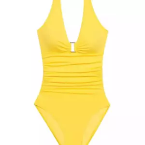 Traje de baño de una pieza amarillo Lauren Ralph Lauren detalle de anillo sobre el hombro talla 6 - Imagen 1 de 3
