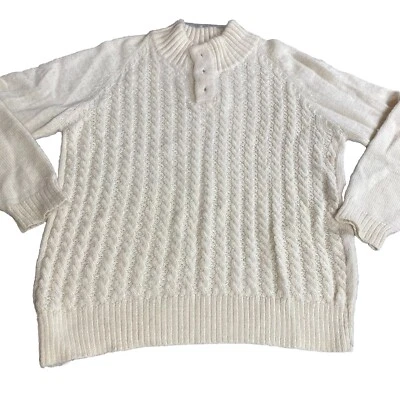 Peruvian Connection 100% Alpaca Cable Knit Sweater Size Medium Horn Toggle READ Foto 1 de 4