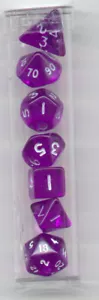 New MINI-RPG Dice Set of 7 (Tube) - Translucent Purple - Picture 1 of 1