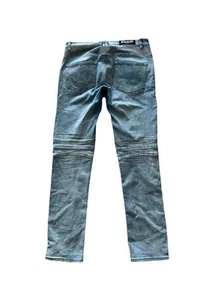 Jeans Balmain Paris biker conici moto a costine blu denim invecchiato taglia 32 vintage - Foto 1 di 10