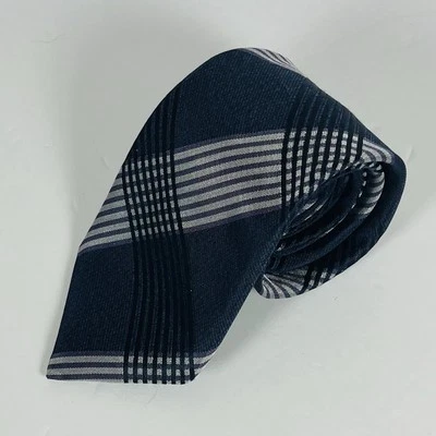 John Varvatos 100% Silk Neck Tie Blue/Purple/Gray/Black Striped 3” - Image 1 of 3
