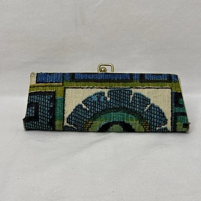 Estojo de óculos vintage meados do século 1960’s Clamshell Kiss Lock Groovy Peacock - Imagem 1 de 4