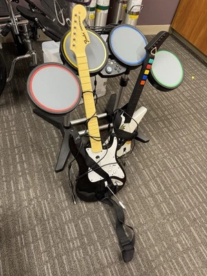 Rock Band Drum Set And Guitar Set Xbox Lot - Image 1 of 2
