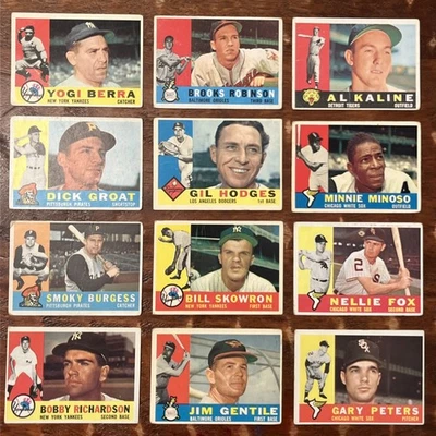 (12) 1960 Topps HOF & Star Lote • Berra, Kaline, Robinson, Hodges GRAU BAIXO Vinco - Imagem 1 de 4