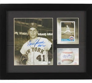 Tom Seaver Signed New York Yankees Framed 8×10 B/W with Cutout MLB Photo w/ Insc - Picture 1 of 3