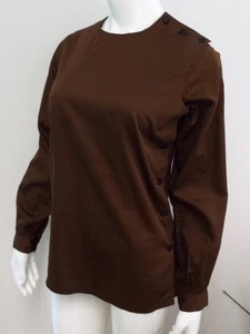 Vintage 70er Jahre Yves Saint Laurent Rive Gauche braune Tunika Bluse mit seitlichen Knöpfen 42 YSL - Bild 1 von 22