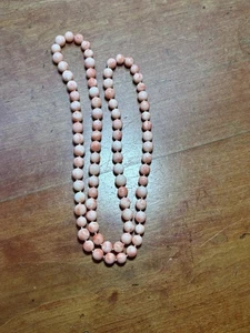 VTG Hand Knotted Pink Angel Skin 9 MM Coral Beads 32” Necklace 79.9g - Picture 1 of 4