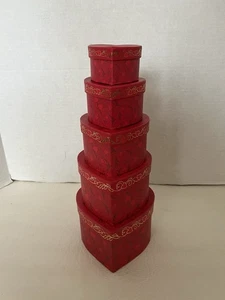 Juego de 5 cajas apilables para anidar corazones amor San Valentín romance aniversario - Imagen 1 de 14