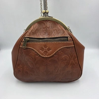 Cartera Bandolera Patricia Nash Portafina Marco Marrón Cuero Tocado a Mano Foto 1 de 4