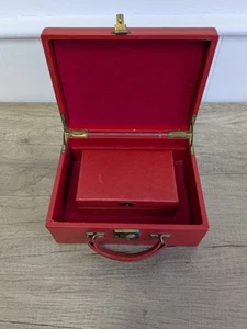 Vintage Vanity Leather Sewing Jewellery Bits And Bobs Craft Box Cases NO KEY - Picture 1 of 20