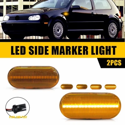 2x Sequential Amber LED Side Marker Lights For 1999-04 Volkswagen B5/B5.5 Passat - Image 1 of 4