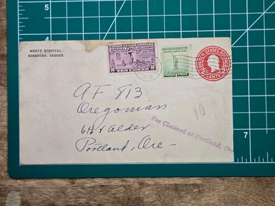 1942 Roseburg OR Mercy Hospital WWII Censored Cover to AF 813 Oregonian - Image 1 of 4