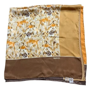 Gucci Vintage Seidentuch Flora Print Herbsttöne 85x85 CM - Bild 1 von 10