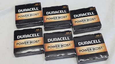 24 全新未拆封 Duracell AA Power Boost 电池 6 包 4 块电池  — 第 1/4 张图片