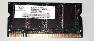 512MB DDR MEMORY 200-pin SO-DIMM PC-2700S 'Nanya NT512D64SH8B0GM-6K - Picture 1 of 1