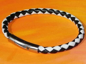Herren / Damen 5mm geflochtenes Leder & Edelstahl Armband von Lyme Bay Art - Bild 1 von 3
