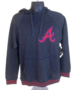 Atlanta Braves MLB Stitches Hoodie Mens Small Charcoal A Logo Pockets NEW - Picture 1 of 12