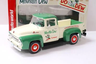 1:18 Auto Mondo 1956 Ford F-100 Pickup Mountain Dew Beige/Verde - Immagine 1 di 4