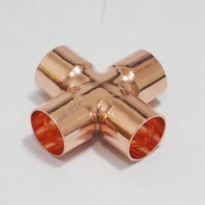 Conector de montaje de tubería de 4 vías cruzado de alimentación de extremo de cobre de 22 mm Stock del Reino Unido - ¡¡El más barato!!! - Imagen 1 de 4