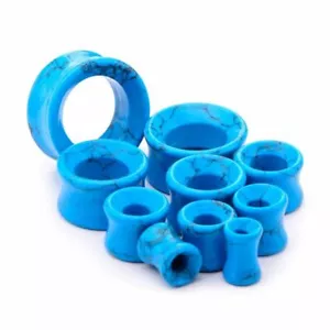 PAAR-Stein Türkis Sattel Flare Ohr Tunnel 10mm/00 Gauge - Bild 1 von 5