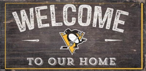 Pittsburgh Penguins Sign Wood 6x12 Welcome To Our Home Design - Special Order - Picture 1 of 1