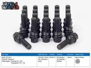 20 x Black Wheel Bolts fits Porsche Cayenne OEM Alloy Wheels - Picture 1 of 2