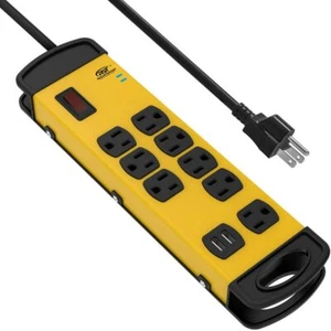 CRST 8 Outlet Power Strip 2 USB Metal Housing Heavy Duty 1800J Surge Protector - Picture 1 of 6